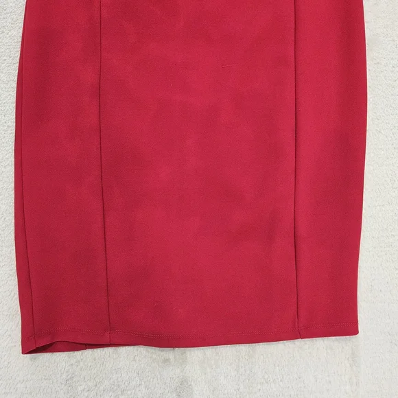 Preloved Bebe Red Midi Sheath Dress Size 4 Formal Feminine Party Office Glam - Picture 3 of 11